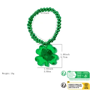 Grünes Klee Blinkarmband für St. Patrick's Day Party Schmuck Accessoire mit schönem Anhänger.