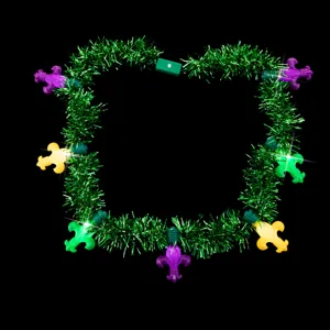 Mardi Gras LED Lametta Kette mit leuchtenden Lilien Elementen fur Partys und Feste ideal.