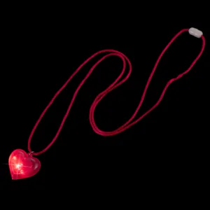 Valentine Day Heart Pendant LED Glowing Necklace Plastic Light Up Heart Pendant Bead Chain Necklace For Festival Party Unisex Jewelry Gift