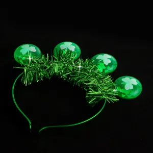 Green clover light-up headband St Patrick Day holiday party hair hoop costume accessory