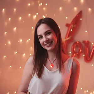 Detailed shot of a red heart LED glowing pendant necklace, perfect for Valentine's Day party.