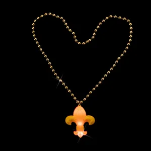Festival LED glowing fleur-de-lis pendant bead chain necklace for party and carnival events.
