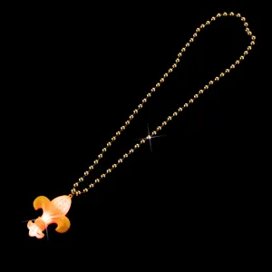 LED flashing fleur-de-lis necklace with golden bead chain for carnival party accessories.