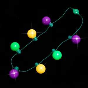 LED light up Mardi Gras necklace flashing colorful party novelty bulb jewelry accessory.