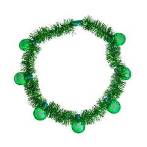 St. Patricks Day grüne Lametta Leuchtkette mit LED Kleeblatt Kugeln Party Deko Girlande