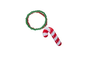 Christmas light-up candy cane bead necklace festive red green flashing LED holiday party jewelry