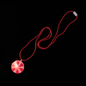 LED glowing candy pendant necklace Christmas red cord flashing light holiday party accessory