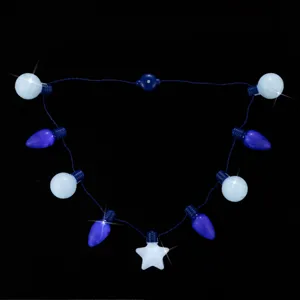 Hanukkah LED Glowing Necklace With 9 Light Bulbs Star Round Ball Pendants Festival Party Props Glowing Jewelry For Holiday Decoration