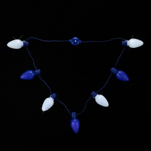 LED Hanukkah Light Up Necklace Multiple Bulbs Blue White Plastic Battery Powered Party Favors Festival Decoration Prop
