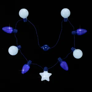 Hanukkah LED light necklace glowing star bulb party string light festival decor accessory detail shot.