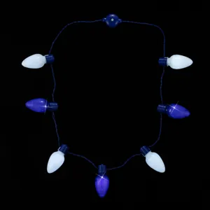 Hanukkah LED light necklace with blue and white bulbs, perfect holiday party glowing accessory.