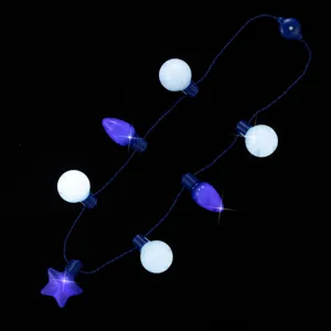 LED light up necklace holiday party glow bulb necklace with star pendant and colorful lights.