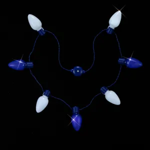 LED light up necklace Hanukkah party light string with blue white bulbs battery operated props