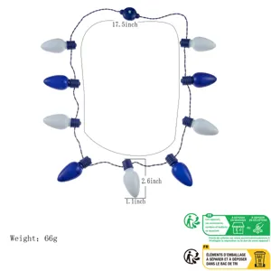 Collana luminosa LED Hanukkah 9 lampadine accessorio festa brillante 17.5 pollici