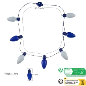 Hanukkah LED light necklace party glowing bulb jewelry festive holiday accessory 16.5 inch