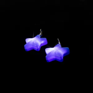 Purple star dangle earrings for women girls, glowing star pendant jewelry for party events.