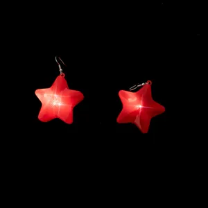Red star dangle earrings festive party glowing light up cute fashion jewelry accessories for women