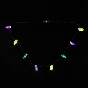 Mardi Gras LED Leucht Halskette Mit Ananas Perlen Karneval Party Glow Schmuck 8 LED Lichter Für Unisex Festival Dekorationen