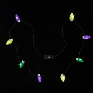 Detailansicht der LED leuchtenden Karneval Halskette mit bunten Ananas Perlen Party Requisite.