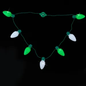 LED Leuchtende Glühbirne Halskette St Patrick's Day Kleeblatt Party Zubehör Grün Weiß Glow In The Dark Halskette Für Festival Rave Party