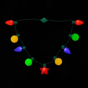 Weihnachts LED Lichterkette Halskette mit bunten leuchtenden Glühbirnen für Party Events.