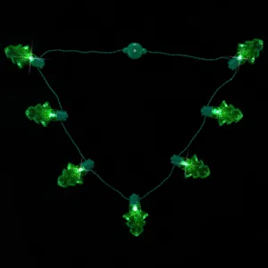 LED Glowing Christmas Tree Necklace Multi Light Green String Light Up Holiday Party Jewelry For Kids Adult Christmas Decor