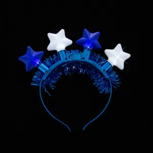 Serre-tête étoile lumineux LED bleu blanc guirlande accessoire cheveux fête festival