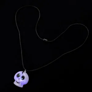 LED glowing skull necklace Halloween party prop with pendant, perfect spooky accessory.