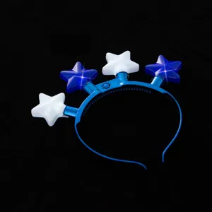 Serre-tête lumineux LED avec étoiles, accessoire de cheveux bleu pour fête et festival.