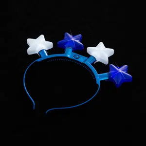Serre-tete etoile lumineux LED bleu et blanc accessoire pour la fete et celebration.