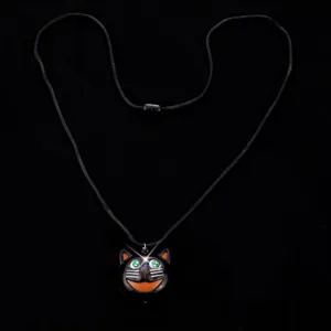 Halloween black cat LED light-up necklace party glow pendant adjustable black cord jewelry
