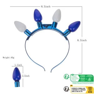 LED light up bulb headband Hanukkah party festive hair hoop glowing holiday costume props