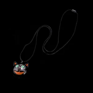 Halloween black cat glowing LED pendant necklace party costume jewelry accessories