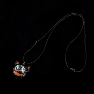 Halloween LED Glowing Black Cat Pendant Necklace Cute Party Costume Jewelry Accessory