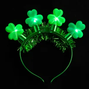 Saint Patrick lumineux trèfle serre-tête guirlande verte clignotant LED accessoires fête