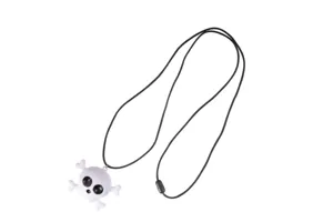 Collana con ciondolo teschio luminoso di Halloween con cordino nero per accessorio festa spettrale.
