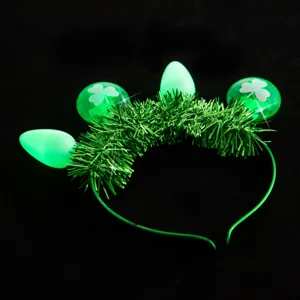 Serre-tête Lumineux de la Saint-Patrick Tige Verte 4 Ampoules Trèfle Lumineuses