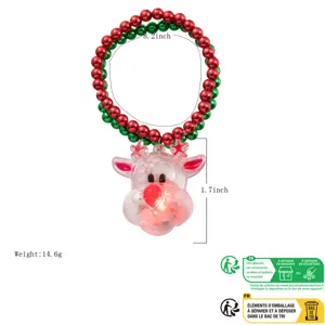 Christmas LED flashing reindeer bracelet festive glowing beaded wristband party decor
