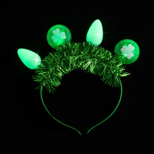 St Patrick Jour lumineux trèfle bandeau guirlande 4-LED fête enfants cheveux cerceau