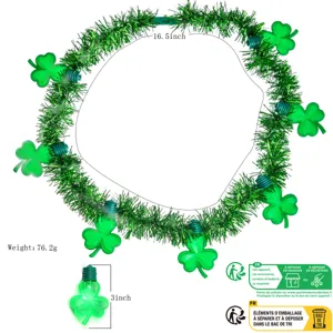 St. Patrick's Day grüne Lamette Kette mit leuchtenden Kleeblättern Party Zubehör