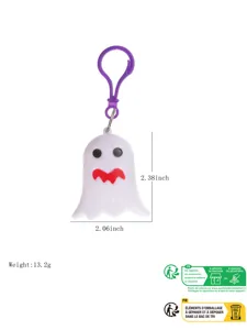 Portachiavi fantasma luminoso di Halloween ciondolo con chiusura viola accessorio spettrale