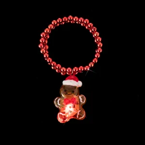 Braccialetto luminoso di pan di zenzero di Natale perline rosse regalo di festa