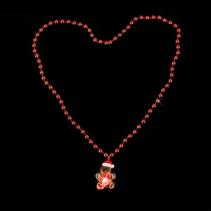 Natale collana omino di pan di zenzero luminoso perle rosse cuore festa gioiello