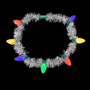 Weihnachten Lametta Halskette leuchtend Glühbirne Anhänger festliche Party Dekoration