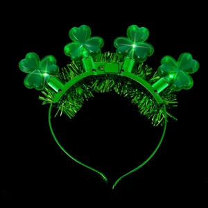 St Patrick Day LED light up clover headband glowing green shamrock hair hoop party wear