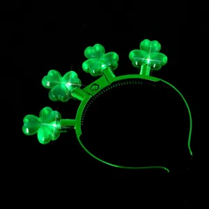 Green glowing clover headband LED St. Patrick's Day party hair hoop festive accessory