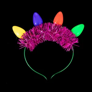 Christmas LED glowing tinsel headband colorful bulb festive party hair accessory fashion cute