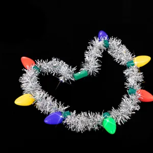 Weihnachtslicht Lametta Halskette bunte Glühbirne leuchtende Party Kostüm Accessoire Detail