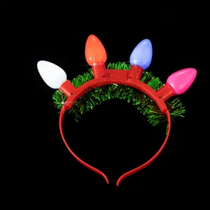 Christmas light up tinsel headband flashing LED hair hoop holiday party hair accessories