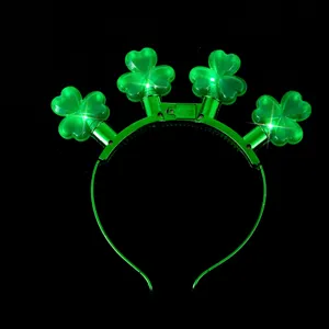 Green light-up shamrock headband St Patrick's Day party hair accessory glowing clover hoop